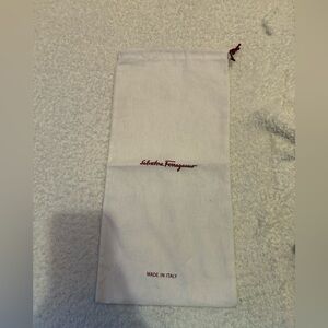 Salvatore Ferragamo White Drawstring Dust Bag with Red Logo